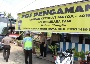 Salah satu pos pengamanan Operasi Ketupat di Distrik Muara Tami/ nugi