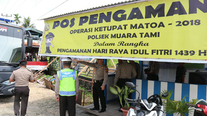 Salah satu pos pengamanan Operasi Ketupat di Distrik Muara Tami/ nugi