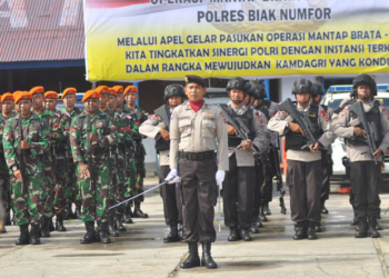 Proses berjalannya Apel Gelar Pasukan Operasi Mantap Brata Matoa 2018