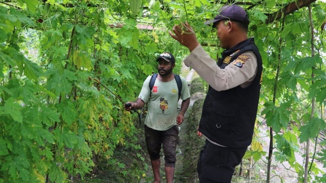 Anggota Binmas Noken dan masyarakat pemilik kebun