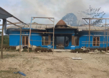 Kantor Graha KPU Mambermo Tengah Yang Di Bakar Massa