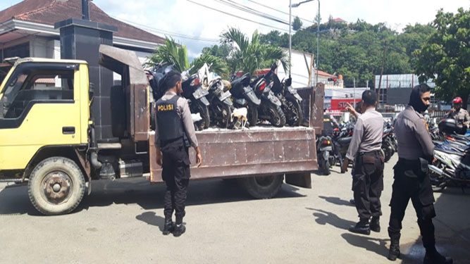 Dua Asrama Mahasiswa di Grebek, Puluhan Motor Hasil Curanmor Disita