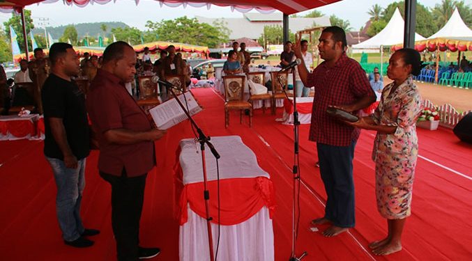Gladi resik pelantikan Bupati Numfor periode 2018-2023 di lapangan cenderawasih Biak Numfor, Senin (18/3/2019)