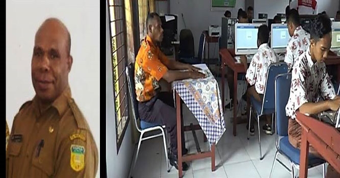 Lorens Wantik, S.pd., M.Pd.Si. Kabid Pendidikan Khusus dan Layanan Khusus Dinas Pendidikan Provinsi Papua & Salah satu SLTA Kota Jayapura siap laksanakan UNBK 2019