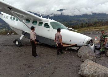 Pesawat Caravan milik Maskapai Dabi Air mengalami kecelakan di bandara Aminggaru Ilaga, Distrik Omukia Kabupaten Puncak , Senin (11/3/2019)