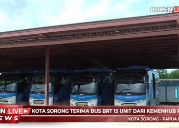 KOTA SORONG TERIMA BUS BRT 15 UNIT DARI KEMENHUB RI