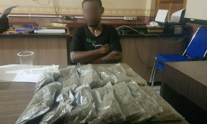 Seludupkan Ganja Ke Serui, Seorang Pria di Tangkap