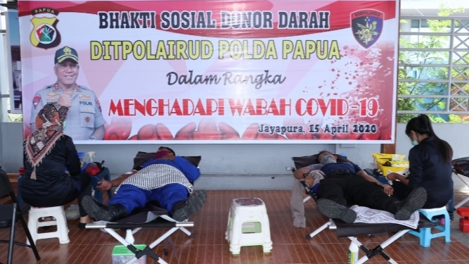 Polairud Polda Papua Gelar Bakti Sosial Donor Darah