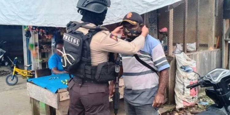 Polres Yahukimo Gelar Operasi Yustisi Pendisplinan Penggunaan Masker