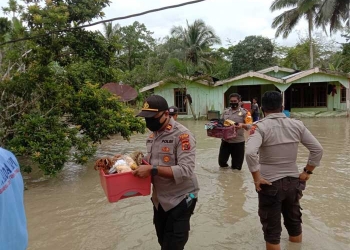 Sungai Nawa Meluap, Puluhan Rumah Terendam