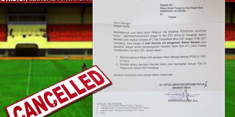 Surat dari Koni Papua yang ditanda tangani Sekum Koni Papua,Kenius Kogoya.