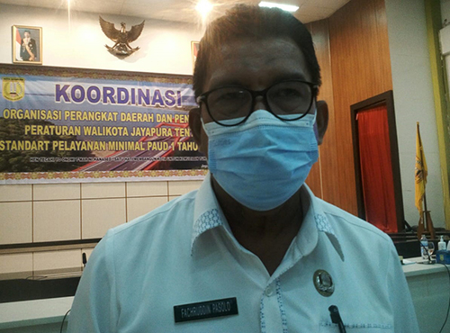 suasana wawancara, Kadis Pendidikan FP di Kantor Walikota, (28/07/2021).
