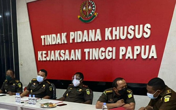 suasana rilis oleh Kajati Papua, terkait kasus korupsi di Sentani, Kabupaten Jayapura