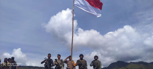 suasana Aparat kibar bendera, jelang Hari Ulang Tahun RI ke 76 Di Kabupaten Lanny Jaya.