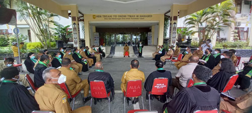 suasana kegiatan doa bersama Para Pendeta dengan Pemerintah Kota, dihadiri Walikota Jayapura.