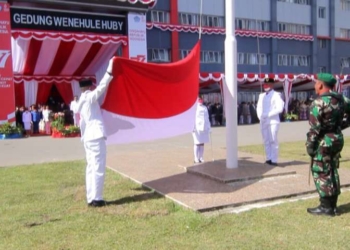HUT ke-77 RI, Pemda Jayawijaya Gelar Upacara Bendera di Halaman Kantor Otonom