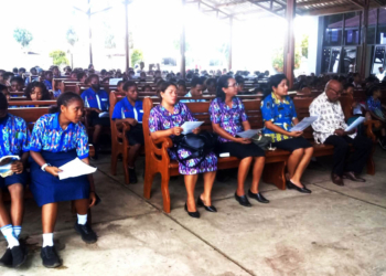 Suasana ibadah bersama Hut YPK ke 61 di gereja GKI Paulus Dok V Atas Jayapura.(FOTO ANDIKA PAMAN)