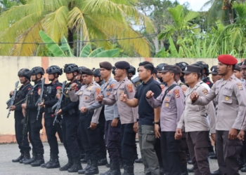 Sebanyak 130 Personel Gabungan  Laksanakan Pengamanan Pleno Pemilu Tingkat Kab. Keerom.