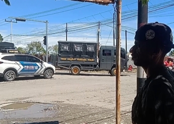 Sejumlah Titik Aksi Demo Di Nabire, Di Amankan Polisi Pertigaan Jalan Wadio Di Tutup
