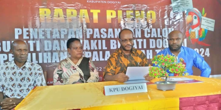 KPU Dogiyai Resmi Tetapkan 6 Paslon Bupati Dan Wabup Dogiyai Di Pilkada 2024