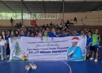 Eratkan Silahturahmi Menjelang Hari Natal 2024, PT Air Minum Jayapura  Gelar Futsal dan Senam Bersama