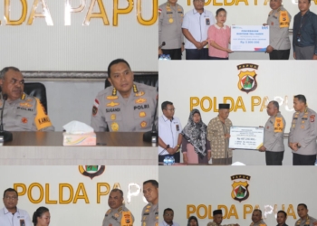Irwasda Polda Papua Hadiri Penyaluran Santunan Bagi Keluarga Anggota Polda Papua Yang Gugur