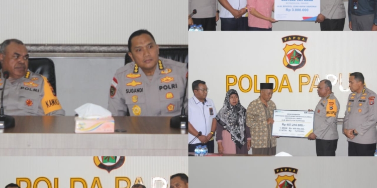 Irwasda Polda Papua Hadiri Penyaluran Santunan Bagi Keluarga Anggota Polda Papua Yang Gugur