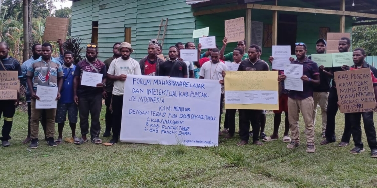 Forum Mahasiswa, Dan Intelektual Puncak Tolak Pemekaran DOB Kabupaten Puncak, Ini 7 Poin pernyataan Sikapnya