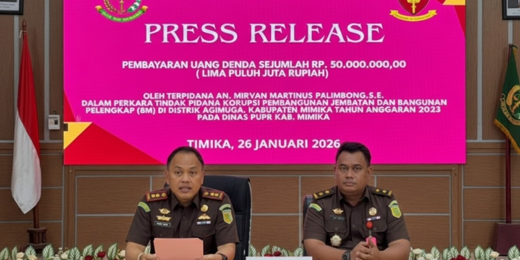 Denda Korupsi Jembatan PUPR Mimika Dibayar, Kejari Setor Rp50 Juta ke Negara