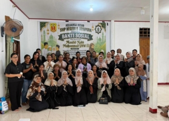 Keterangan: Kunjungan ke Panti Asuhan Muhamadiah arso 10, Kabupaten Keerom dari SMPN 9 Jayapura, jumat (28/8/2026)./ Foto: Istimewah