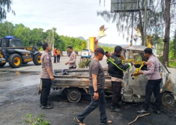 Lakalantas di Ringroad Jayapura, Dua Orang Meninggal Dunia Usai Mobil Terbakar
